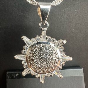 Silver Sunburst Pendant Necklace